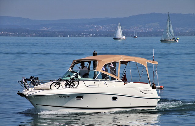 Motorboot auf dem Bodensee bei der Bootsschule